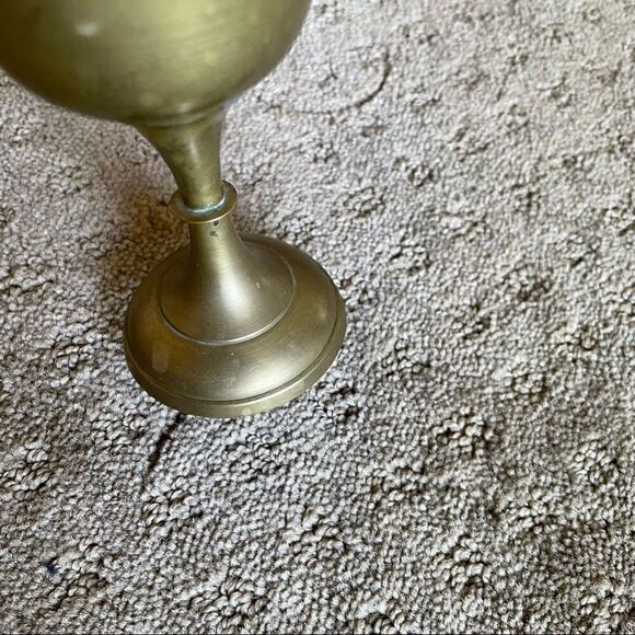 Vintage Brass Goblet with Floral Etchings - Picture 7 of 10